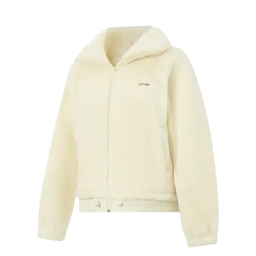 Li Ning Fitness Series Fleece Lined Thermal Stand Collar Athleisure Stitching Zippers Coat Women's
