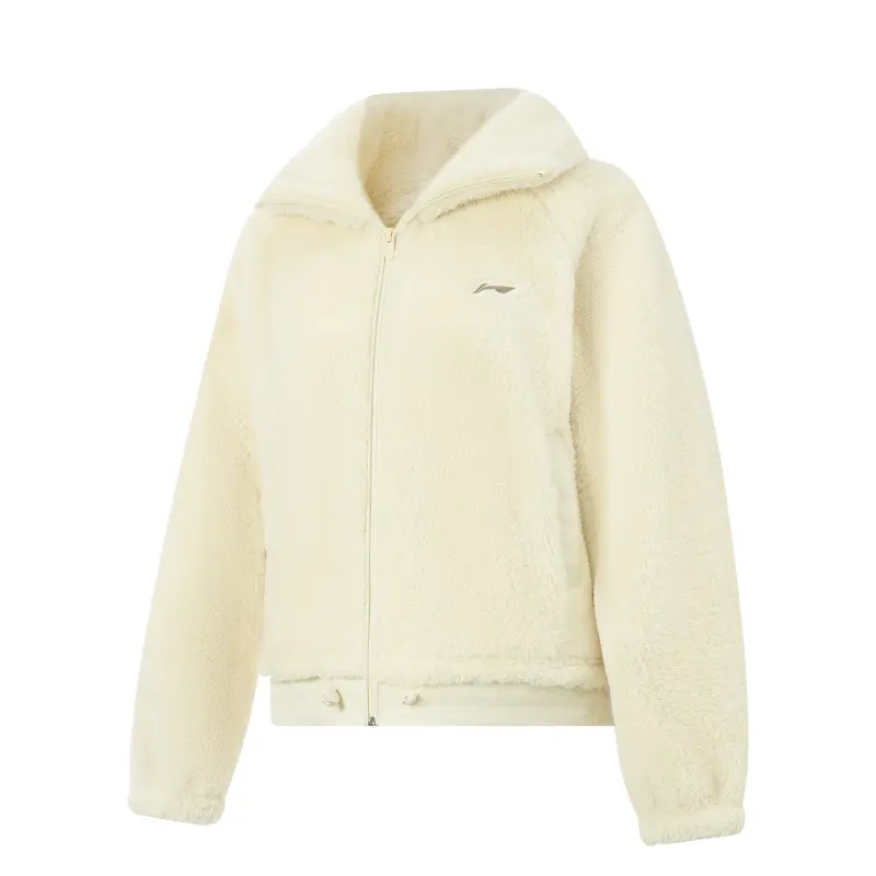 Li Ning Fitness Series Fleece Lined Thermal Stand Collar Athleisure Stitching Zippers Coat Women's