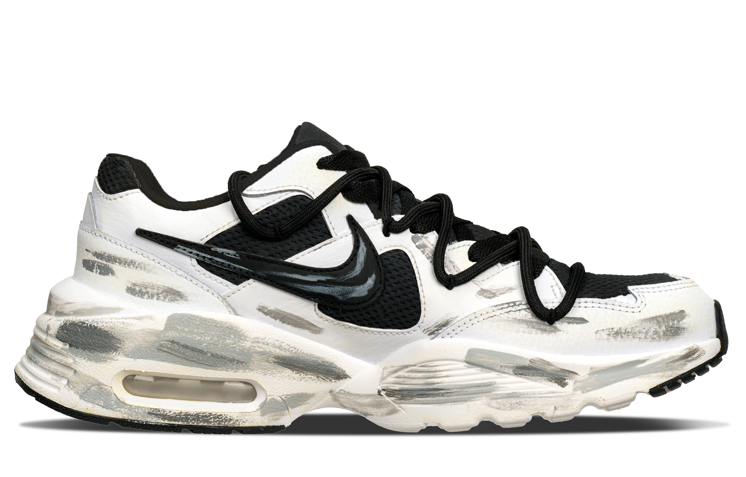 Nike Air Max Fusion Abrasion Resistant Low top Casual Running Shoes Unisex Black White