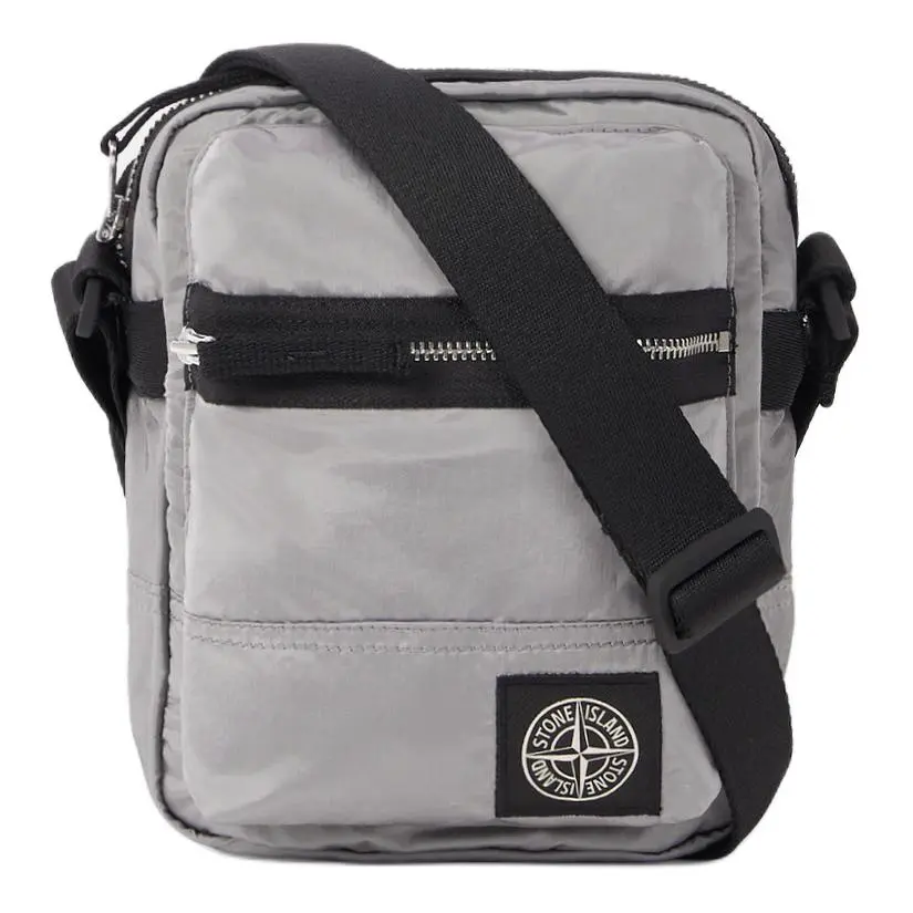 STONE ISLAND Nylon Shoulder Bag, Crossbody Bag Men's Pearl Gray