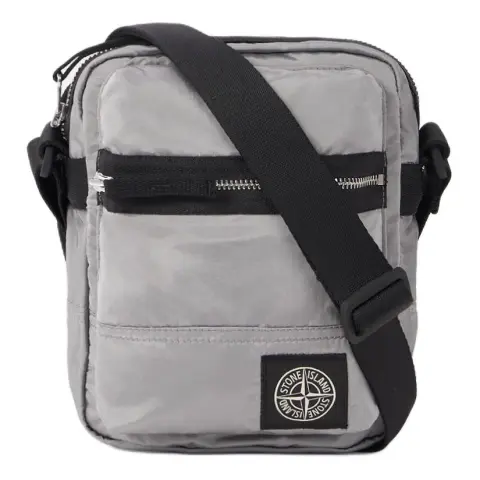 STONE ISLAND Nylon Shoulder Bag, Crossbody Bag Men's Pearl Gray