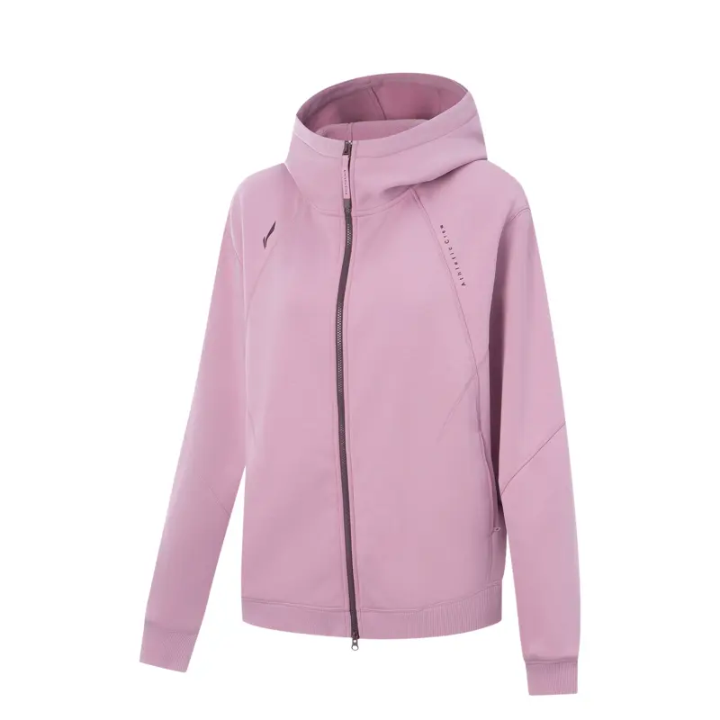 Li Ning Fitness Series Fleece Lined Thermal Antibacterial Anti Static Loose Fit Hooded Athleisure Coat Women's