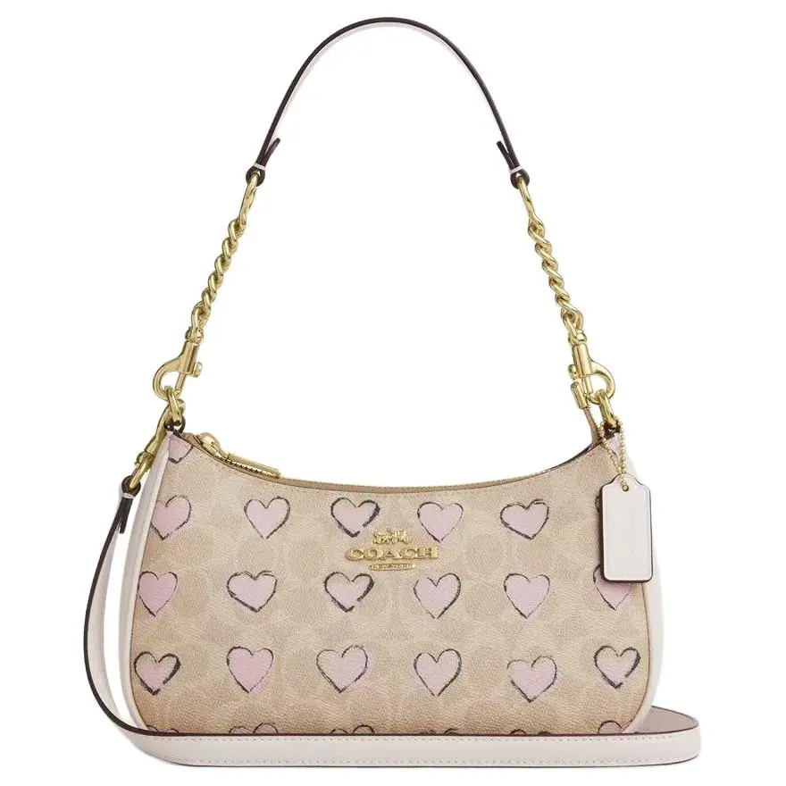 COACH TeriSignature Artificial Leather Portable Crossbody Bag, Shoulder Bag Medium Women's Ecru