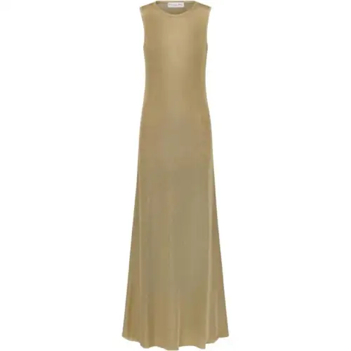 DIOR Sleeveless Dresses Women's Khaki Crew Neck Moderate Long Skirt