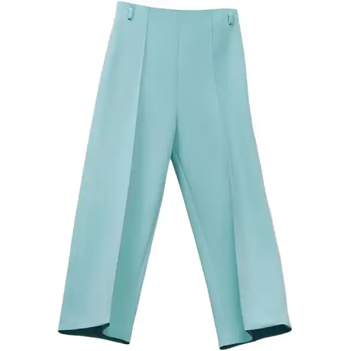 HERMES Casual Pants Women's Blue Moderate Cuffed Pants
