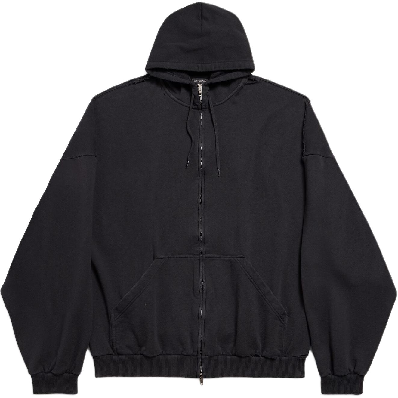 Мужское худи Balenciaga Zip-Up Hoodie (черное)