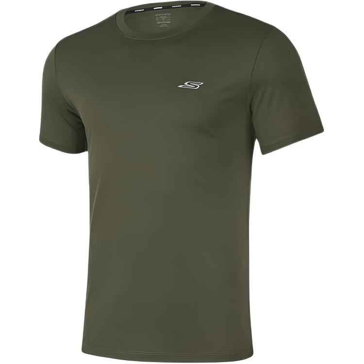 Skechers Quick Dry T Shirts Men’s Black Forest Green