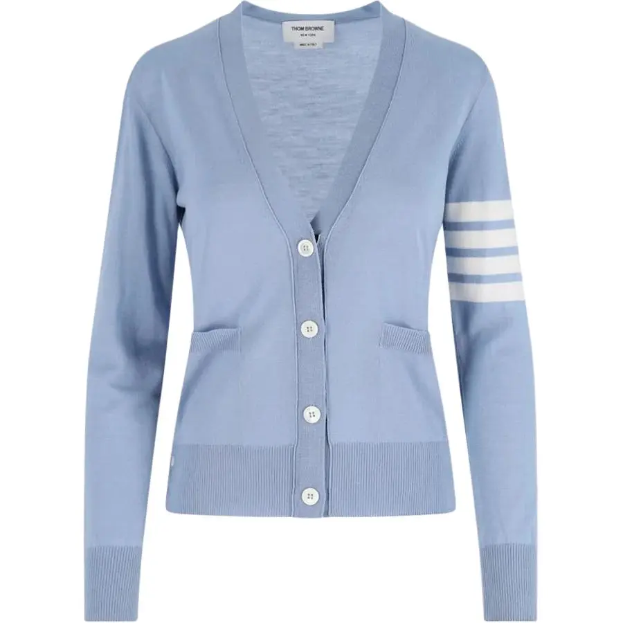 THOM BROWNE 4 Bar V Neck Knitted Cardigan
