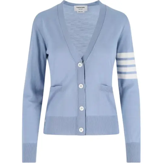 THOM BROWNE 4 Bar V Neck Knitted Cardigan