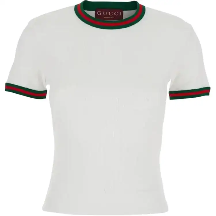GUCCI Web Detailed Crewneck Rib T Shirt