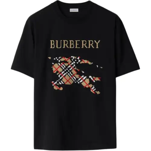 Burberry Logo Embroidered Checked T-Shirt