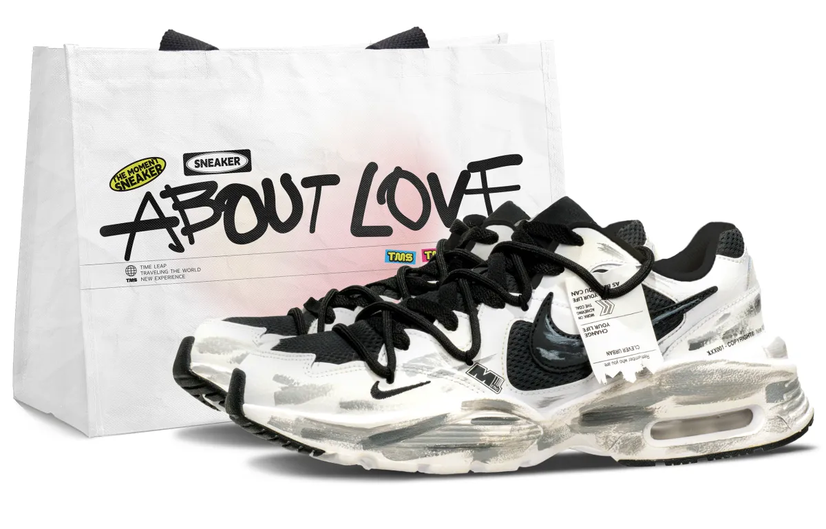 Nike Air Max Fusion Abrasion Resistant Low top Casual Running Shoes Unisex Black White