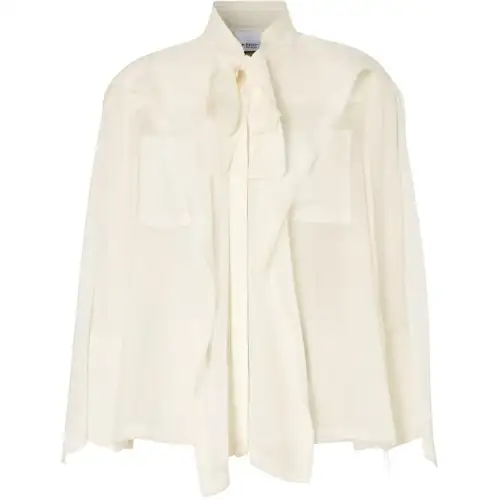 Burberry Shirts Women's Ecru Stand Collar Moderate Other