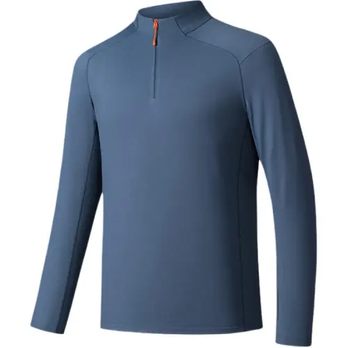 ANTA T Shirts Men's Blue Colorful Stand Collar Moderate Straight Fit