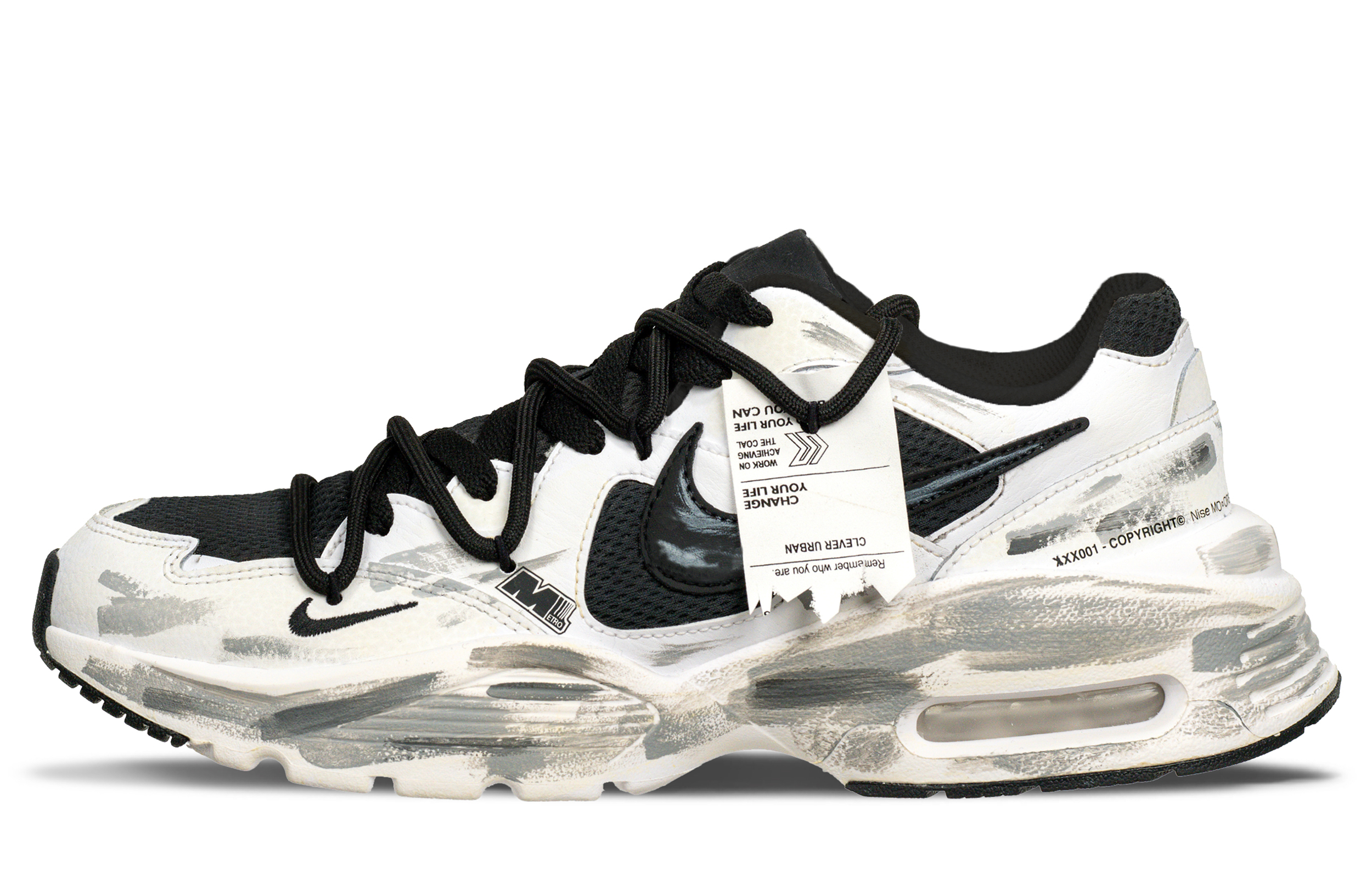 Nike Air Max Fusion Abrasion Resistant Low top Casual Running Shoes Unisex Black White