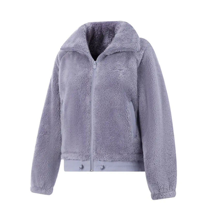 Li Ning Fitness Series Fleece Lined Thermal Windproof Water Repellent Stand Collar Athleisure Coat Women's