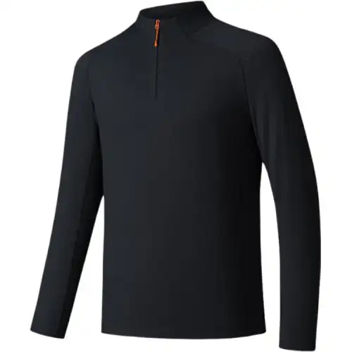 ANTA T Shirts Men's Black Stand Collar Moderate Straight Fit