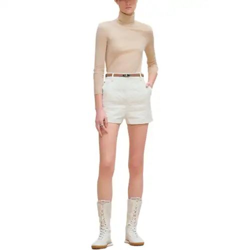 HERMES Sweaters Women's Shell White Stand Collar Moderate Other