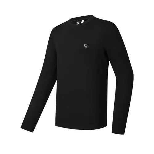 FILA Fitness T Shirts Men's Jet Black BK Crew Neck