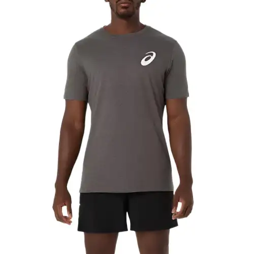ASICS T Shirts Men's Dark Gray Crew Neck Moderate