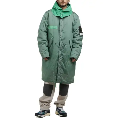 STONE ISLAND Jackets Men's Light Green Hooded Non Detachable Moderate Other