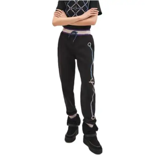 HERMES Casual Pants Women's Black Moderate Cuffed Pants