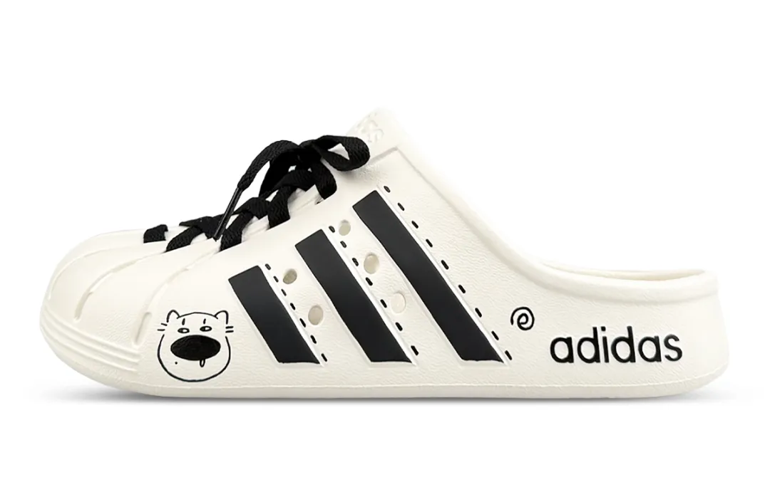 Adidas ADILETTE CLOGS Abrasion Resistant Closed Toe Slippers Unisex White Black