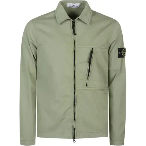 STONE ISLAND Logo Patch Zipped Overshirt