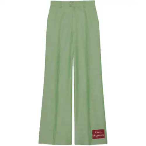 GUCCI Casual Pants Women's Light Green Moderate Wide Leg Pants