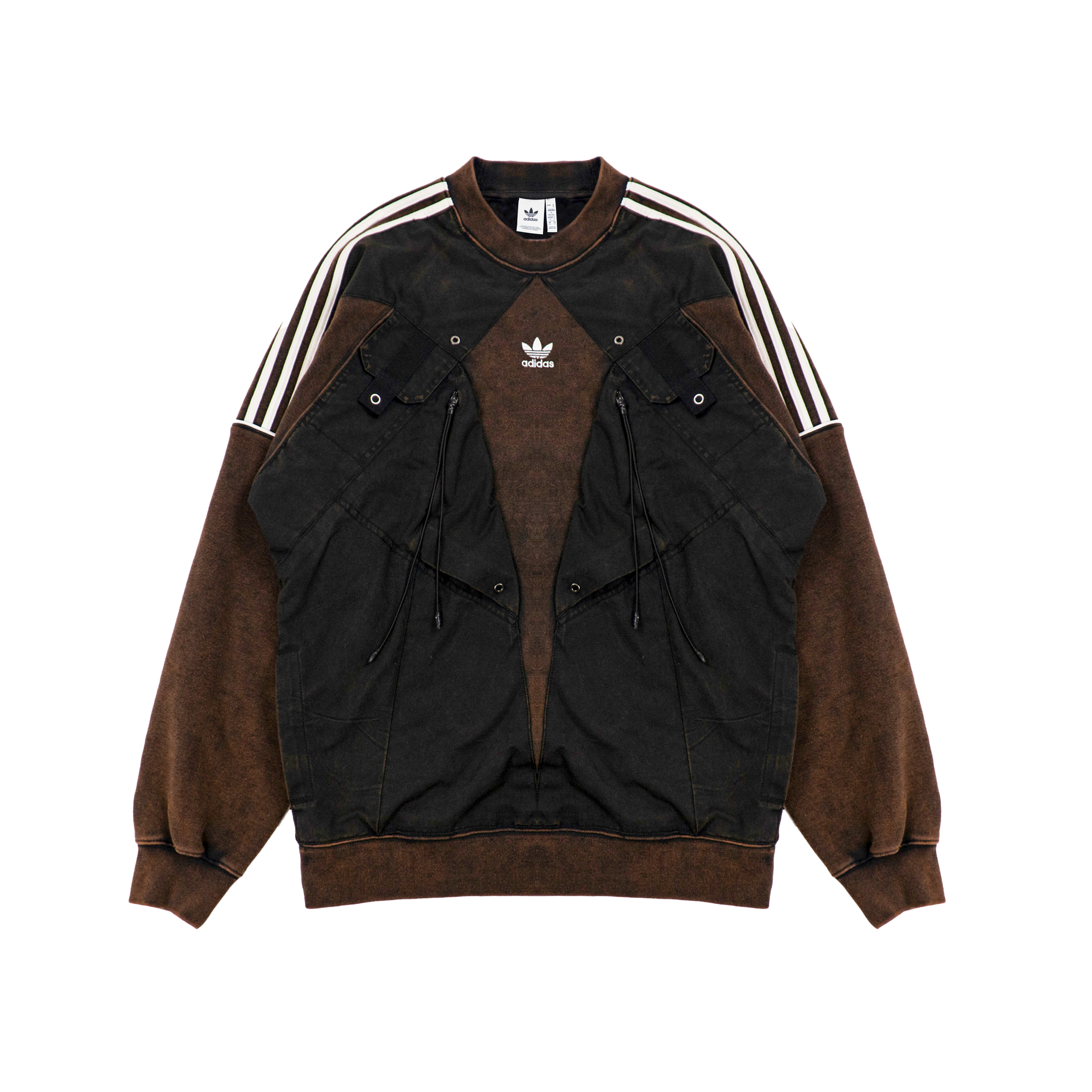 Adidas Originals Sweatshirt Fantasy Unbelievable, Washed Distressed, Urban Techwear Wasteland, Apocalyptic Unisex Brown