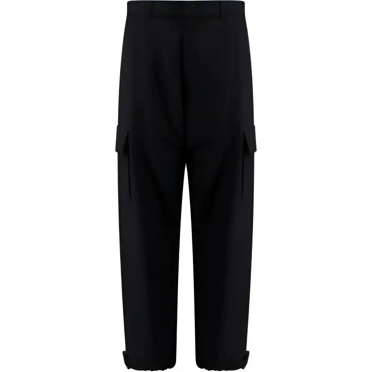 OFF WHITE Ow Emb Drill Mid Rise Wide Leg Trousers