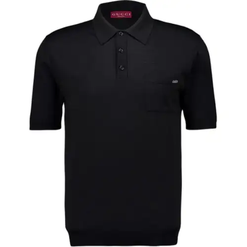 GUCCI Fine Knit Short Sleeve Polo Top
