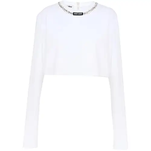 MIU MIU Drop Shoulder Sleeve T Shirt Women's White
