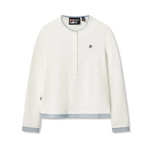 FILA Heritage T Shirts Women's Cloud White Crew Neck Moderate