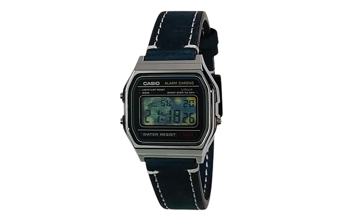 CASIO Custom Collection Quartz Movement Leather Strap Watch Unisex Blue Dial