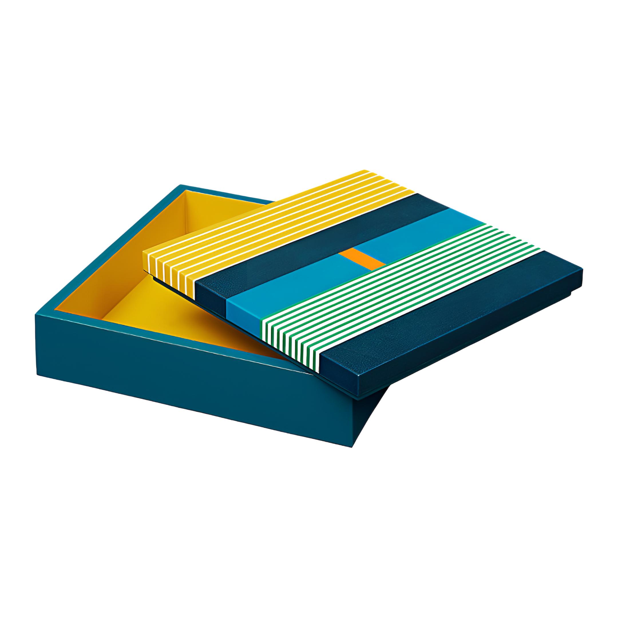 HERMES Wooden Storage Box Unisex Blue