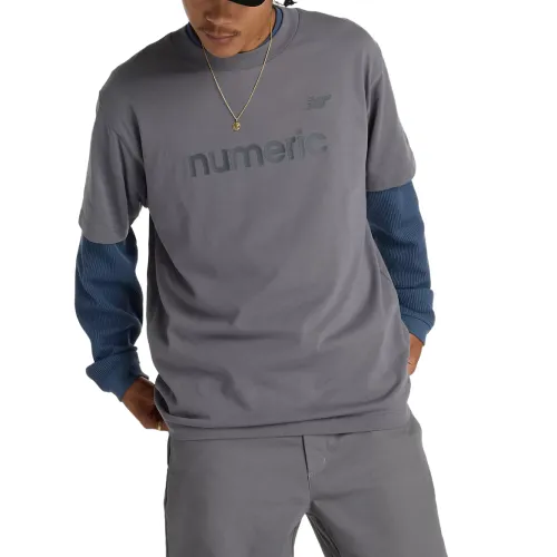 New Balance T Shirts Men's Gray Crew Neck Moderate