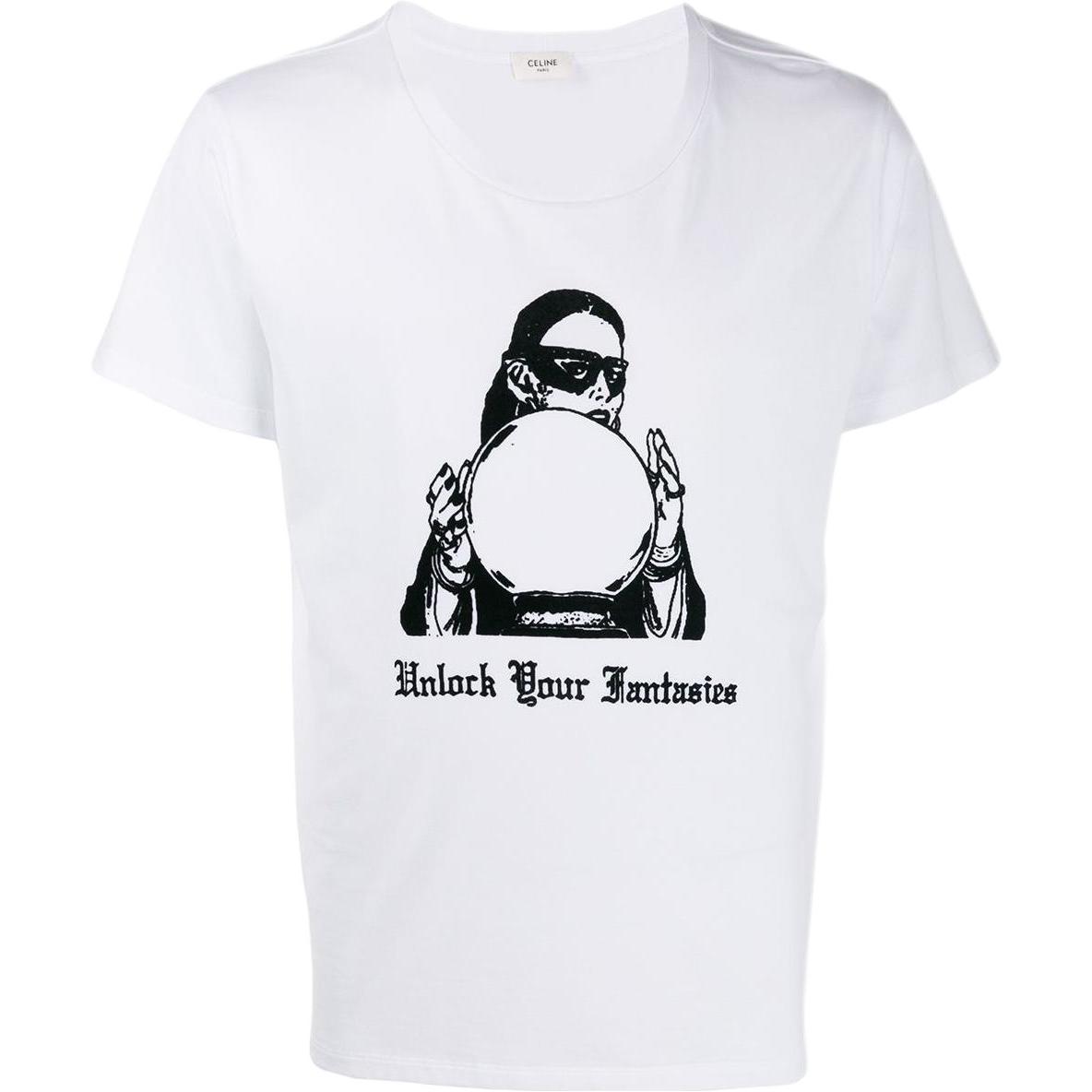 CELINE Short Sleeved T Shirts Men's White