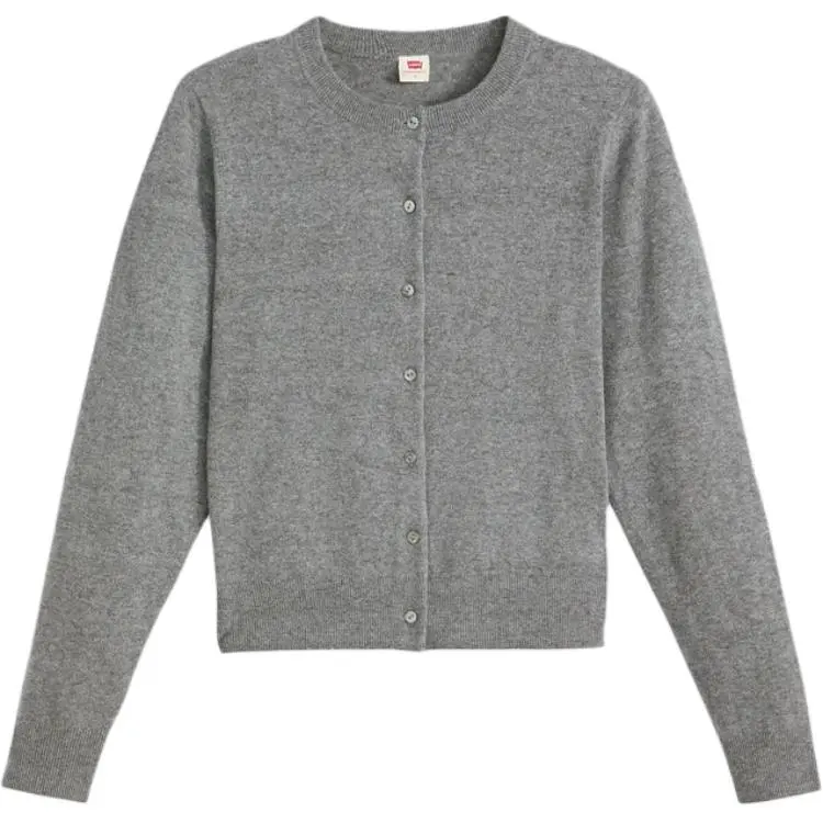 Levi's Knitwear Women's Dark Gray Crew Neck Moderate Cardigan