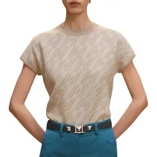 HERMES Knitwear Women's Beige Crew Neck Moderate Other
