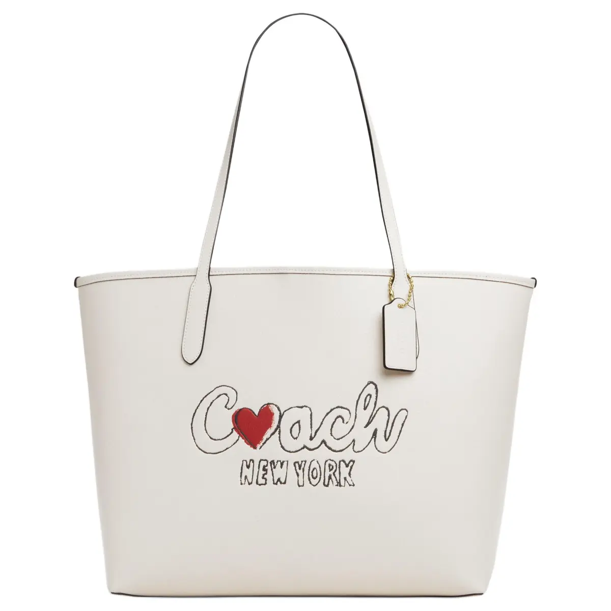 COACH City Cow Leather Tote Bag, Shopping Bag, Handbag, Shoulder Bag Large Women's Milk White