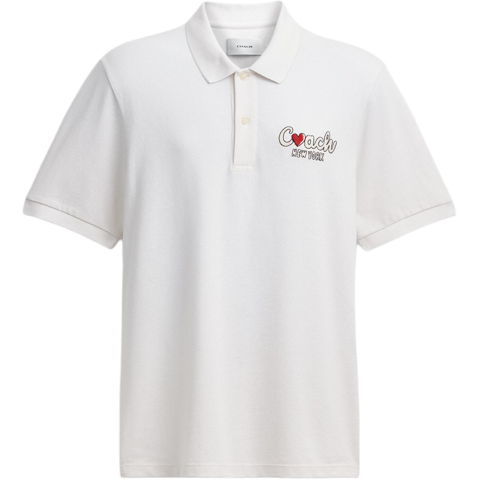 COACH Polo Shirts Men's White Polo Collar Moderate Straight Fit