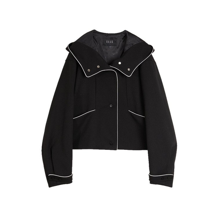 ELLE Fashionable design woolen long-sleeve for leisure with hood, jacket, cardigan, french style