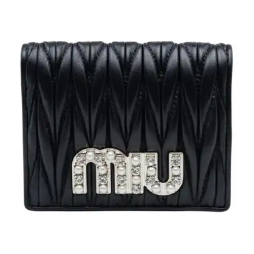 MIU MIU Leather Wallet Women's Black
