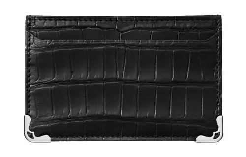 CARTIER Must De Cartier Crocodile Leather Card Holder Women's Black