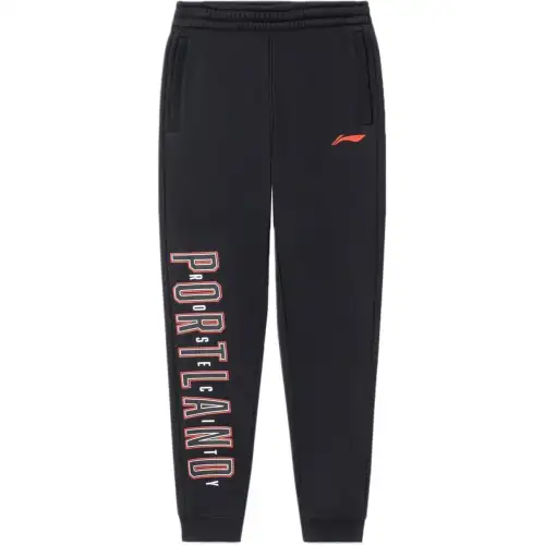 Li Ning Sports Basketball Collection Fleece Lined Logo Letter Print Breathable Elastic Knitted Fabric Sweatpants Men's