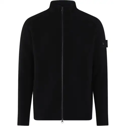 STONE ISLAND Logo Patch Zip Up Cardigan