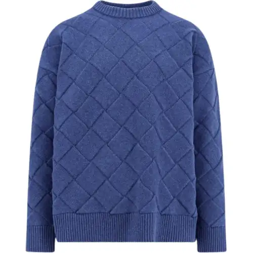 Bottega Veneta Sweaters Men's Blue Crew Neck Moderate