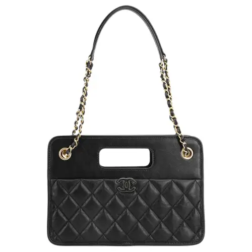 CHANEL Calfskin Shoulder Bag, Crossbody Bag, Handbag Small Women's Black