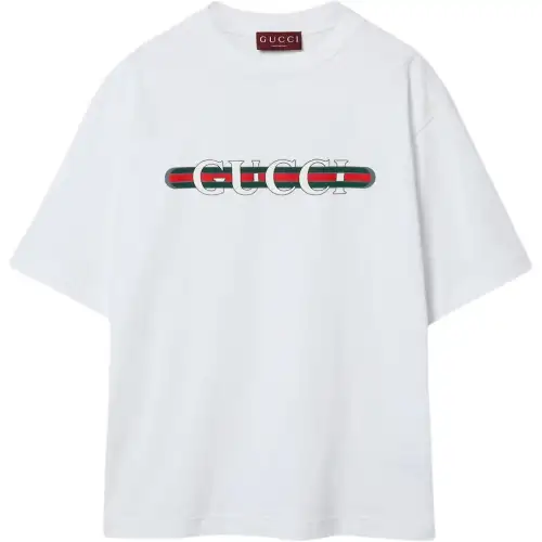 GUCCI Logo Printed Jersey T Shirt